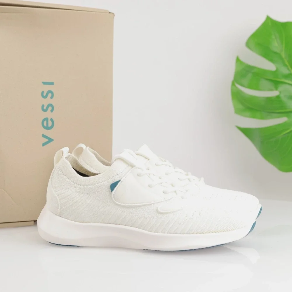 Vessi Womens Everyday Move Sneaker Size 7 Waterproof White Knit Lace Up Shoe Low